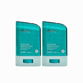 2025년 최신제조 AHC 내추럴 퍼펙션 더블쉴드 선스틱 [초록] SPF50+/ PA++++ 선스틱 / 톤업 / 워터푸르푸/ 선크림/ 스틱 선크림/ 자외선 차단 / 파랑 무료반품, 22g, 2개
