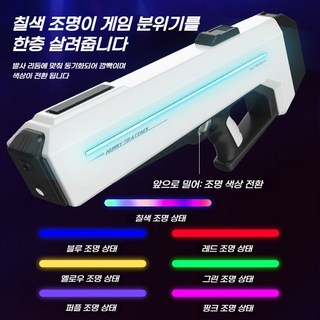 SUNRIVER 선리버트레이딩 전동 워터건 전자동 물총 자동급수 다이내믹 화려한 조명 Electric Water Gun 워터밤 워터파크 강력 사거리 LED 전동흡수 련발 단발, B-1 그레이 조명/자동 급수, 1개