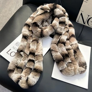 긴 스타일 진짜 렉스 토끼 모피 스카프 겨울 니트 렉스 토끼 모피 반지 스카프 여성 렉스 토끼 모피 머플, 01 Length 160cm, 02 color 2