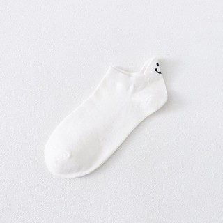可愛俏皮船襪 微笑刺繡款 腳後跟小圖案 舒適透氣 百搭襪子