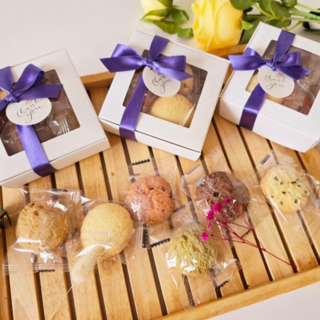 사각투명창쿠키답례품 결혼식답례품 스승의날 퇴사선물 당일발송가능, 청보라, 1개