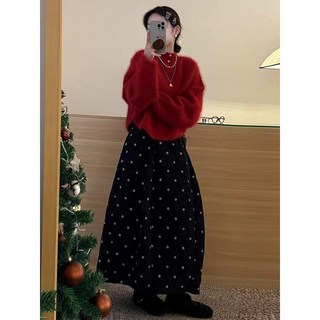 紅色慵懶風毛衣 女款針織上衣 法式風格 可外穿內搭