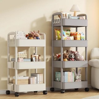 小推車置物架移動書架落地可移動客廳臥室零食架廚房收納儲物架, （一層黑色桌面款12公分）,環保材質安裝簡單