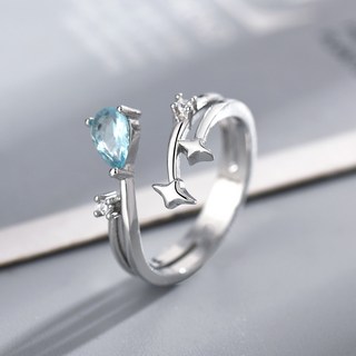 爆款 光與夜之戀衕款齊司禮開口藍鋯石戒指遊戲週邊飾品設計婚戒