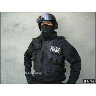 野戰搖滾 美國POLICE特警戰術背心 黑色 防彈背心 抗彈背心, 1個