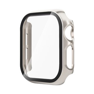 링고룸 애플워치 호환 풀커버 강화유리 케이스 + 보호필름 증정, 1개, 스타라이트