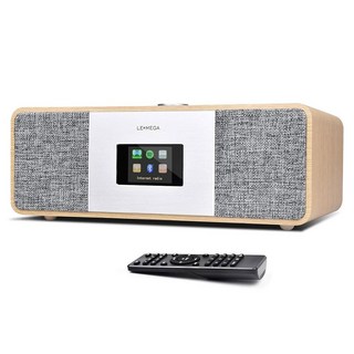 LMEGA MSY5 CD 플레이어 FM 디지털 라디오 인터넷 스포티파이 커넥트 블루투스 스피커 스테레오 사운드 USB 충전 시계 알람 리모컨 및 앱 제어 - 화이트 오크, MSY3 White Oak