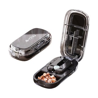 Kando 日式切藥器 1/2切藥器 1/4切藥片器 藥盒分裝盒 磨藥器 藥錠切半 藥丸切割器, 黑色, 1個