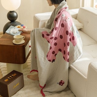 《小日子家居館》日式卡通全純棉浴巾 四層紗布棉麻吸水吸汗速乾大毛巾 洗浴巾, 菲菲狗[特級棉紗],[80*160CM]吸溼吸汗浴巾毯, 1個