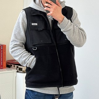 핏콕 남성용 투포켓 후리스 플리스 나일론 배색 양털 아웃도어 조끼 베스트