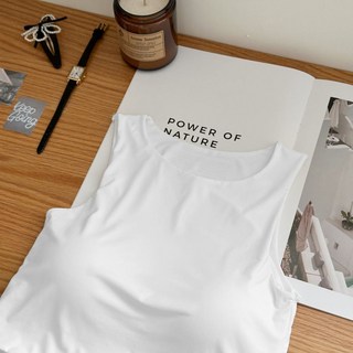 【Fee現貨7色】冰絲下擺造型背心 Bra top 短版上衣 胸墊背心 小可愛 涼感透氣