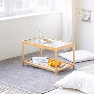 北歐客廳小戶型茶幾楠竹日式簡約小矮桌沙發邊幾現代民宿小茶幾 GZ2N, 長茶几楠竹（鋼化玻璃）,79.3*39.5*38.5cm, 1個