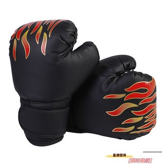 拳擊手套 拳套 兒童 成人 散打訓練 加厚 搏擊格鬥 沙袋護手套, 虎圖-黑色,成人款, 1個