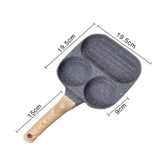 索拉卡煎雞蛋漢堡鍋平底麥飯石不粘鍋家用三合一牛排款多功能炒鍋, 1個, 三合一黑色款,加厚不粘燃氣專用款【配硅膠鏟和涮】