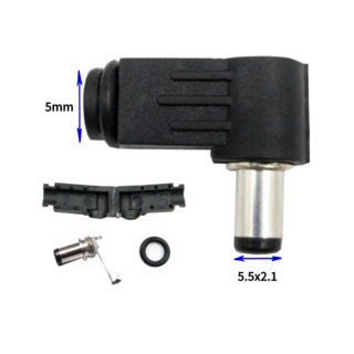 리틀브릿지 DC잭 전원 플러그 5.5x2.1 90도 아답터잭 변환젠더, 1개