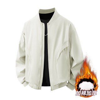 美式休閒寬鬆加棉棒球外套 - 秋冬短款棉服