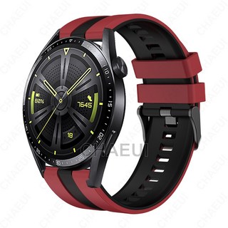 適用於華為 Watch GT6 46mm 矽膠腕帶 Huawei GT5/GT4 46mm 豎紋雙色錶帶, 紅黑,GT2/3/4/5/GT6 46mm, 1個