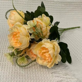 嘉義出貨 新款 人造花 婚慶仿真花 假花束7頭富貴牡丹花 高檔假花 居家生活裝飾 桌臺裝飾花, 1個, 1束香檳【2束起發貨】