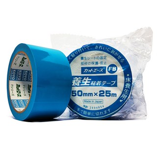 커트에이스(파랑) CFB 50mmx25m 끈적이 적은 무잔사 이지컷 마스킹 보양테이프, 1개