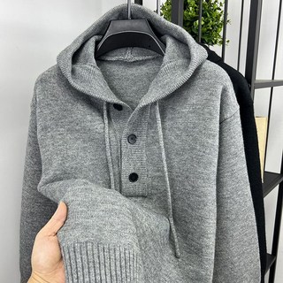 남성용 봄가을 후드 맨투맨 데일리 캐주얼 오버핏 니트 스웨터 긴팔티 심플 루즈핏 티셔츠