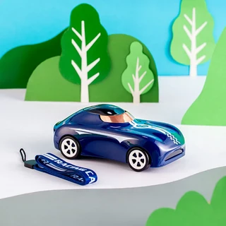 작은 스포츠카 모양 빨대 컵 어린이 장난감 플라스틱 미니 크리에이티브 어깨 끈 포함 휴대용, 01 Blue