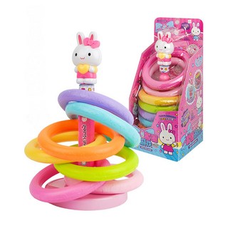 粉紅兔7層7色套圈圈遊戲組(加大版附大公仔) - 室內夜市運動玩具, 1個
