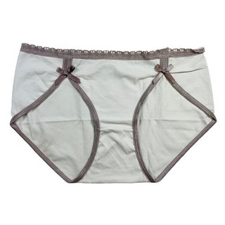 Onedays 復古宮廷蝴蝶結甜美純棉內褲 氣質少女中腰蕾絲邊, 淺灰色,M
