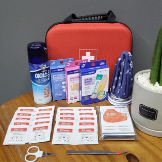 휴대용 응급 조치 구급 상자 내용물 세트 응급처지 의약품통 상비약통 구급상자 약상자 비상약통 보관함, 응급처치구조함 풀세트, 1개