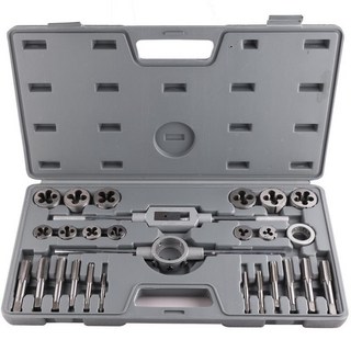 tinduo 탭 다이 세트 핸드 스레드 플러그 탭 핸드 스레딩 도구 나사 스레드 렌치 다이 키트 27pcs 세트, 1개