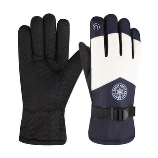 滑雪手套 男女秋冬季防風防潑水戶外騎行摩托車加絨加厚保暖手套, 基礎款藍色