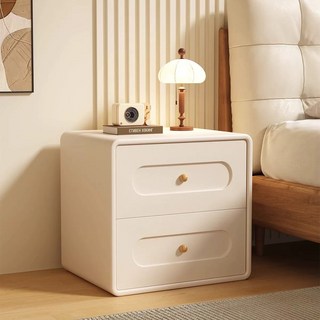 크림톤 침대 협탁 고급 감성 수납형 침실 사이드테이블 완제품, 1개, 크림 아이보리