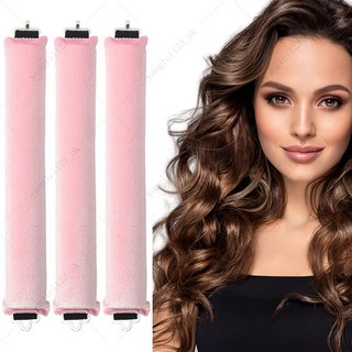 懶人睡眠捲髮神器 海綿無熱捲髮棒 捲髮尾 免燙定型 大波浪 睡覺捲髮器, 1個, 粉色一根裝