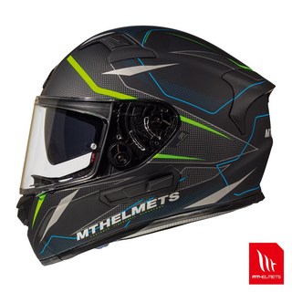 MTHELMETS MT安全帽 KRE SV INTREPID 消光黑綠 全罩 通過台灣安全認證標準, XL