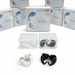 수면용 기내용 실리콘 귀마개 소음차단 이어플러그 화이트 뚱스몰, 1개, 2개입