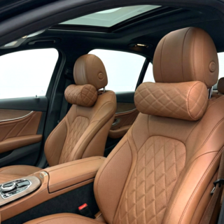 핏룸 차량용 메모리폼 가죽 목쿠션, 브라운, 2개