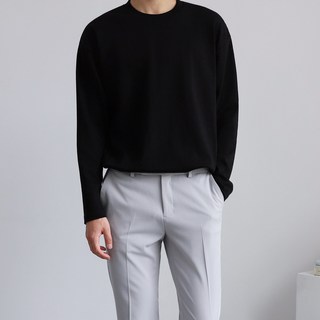 더베이직샵 소프트터치 심플 세미오버 크루넥 티셔츠