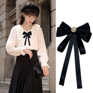 黑色飄帶免打蝴蝶結白襯衫領結jk別針領結女生職業領花學院風配飾