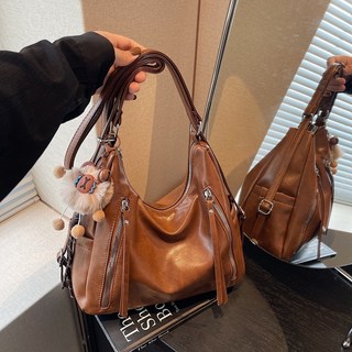 韓系小眾軟皮托特包 多way背法設計 腋下包雙肩背包轉換 通勤百搭 防潑水輕便 2025新款, 黑色,不帶吊飾