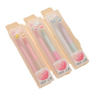 可愛貓爪按壓式擦擦筆 永恆筆 (2入組) 0.5mm - 手帳筆 學生文具, 1個, 貓爪筆(鉛筆+擦擦筆 2入組) 顏色隨機
