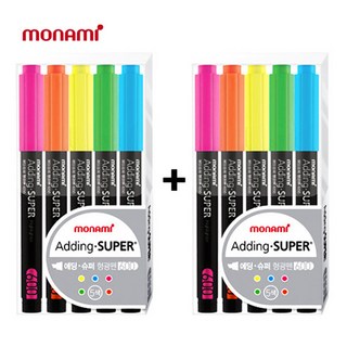 모나미 에딩슈퍼 형광펜 600 5색 X 2개세트, 1세트