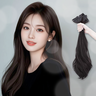 르빈솔 똑딱이 붙임머리 헤어피스 자연스러운 컬 3P 여배우 볼륨업 부분머리 피스 가발 드레스업, 3개, 라이트블랙 50cm