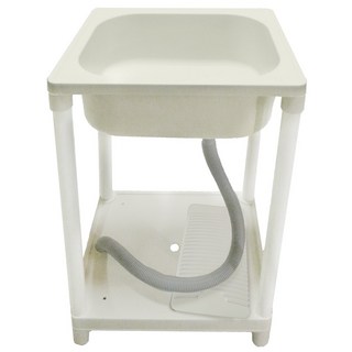 台灣製輕巧加大單水槽(寬62cm) 洗衣水槽 流理臺, 米白色