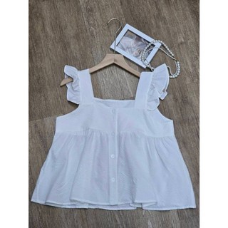 CHILL 甜美荷葉袖後綁帶上衣 修身V領短袖上衣