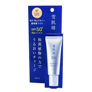 KOSE 雪肌精 水感BB裸妝蜜 SPF50 PA+++ 30g (明亮膚色/自然膚色) 輕透自然，持久保濕，打造無瑕裸妝感, 1個, #01明亮膚色