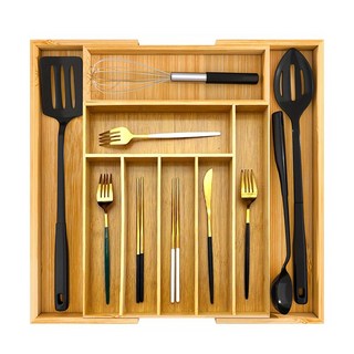 DWINNICK 조절가능한 수저정리함 서랍트레이 다용도 우드 커트러리 정리함, 1개