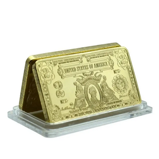 미국 2달러 골드바 기념 금 도금 금속 동전 선물 USD 화폐 수집 답례품 인테리어 장식 소품