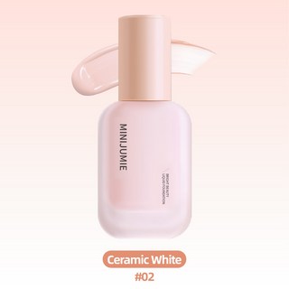 Minijumie 啞光防水液體粉底 潤澤控油遮瑕粉底霜, 02#ivory 白色, 1個