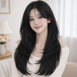 아띠꼴로 C컬 여신완성 똑딱이 헤어피스 인모 부분 붙임 반가발, 1개, 내추럴블랙