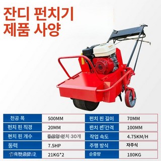 잔디 에어레이터 관리기 정원 천공기 텃밭 파종기, 국산 잔디 구멍 뚫기 기계, 1개