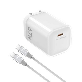 AiHome 67W GaN 氮化鎵迷你充電器 Type-C 智慧電源供應器 PD-67-1C, 67W氮化鎵-白色快充頭+1米快充線C轉C, 1個